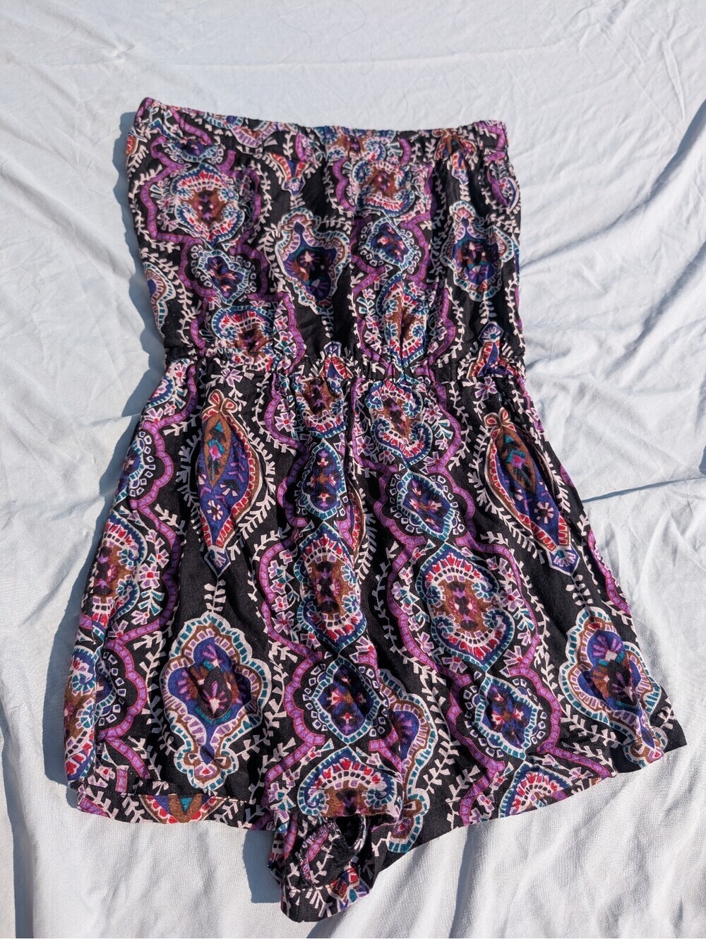 Angie Women's Bohemian Romper – Purple Pattern - Picture 3 of 4
